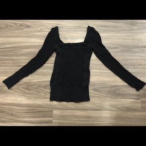 Free people long sleeved fitted black knit top